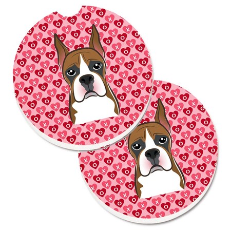 Carolines Treasures Boxer Hearts Cup Holder Car Coasters - Set of 2 BB5293CARC